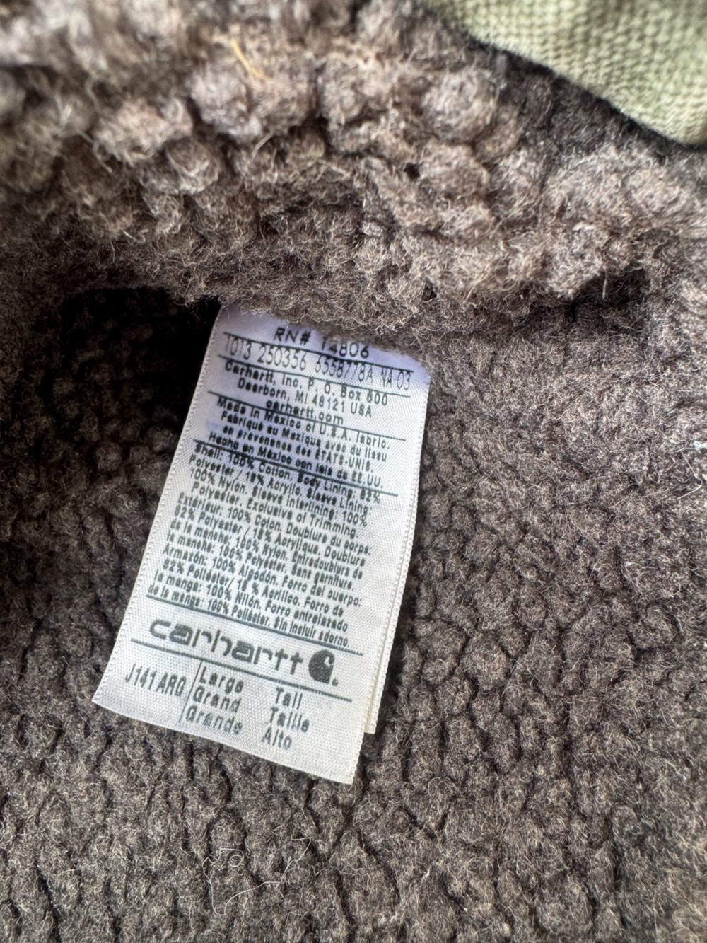 Carhartt Men’s J141 “ARG” Hooded Sherpa Lined Jacket (L-Tall) - Picture 7 of 7